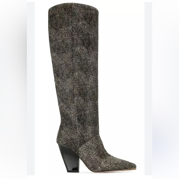 Tory Burch $628 Lila Calf Hair Knee High Heeled Boots Made in Brazil size 6 - Picture 2 of 13